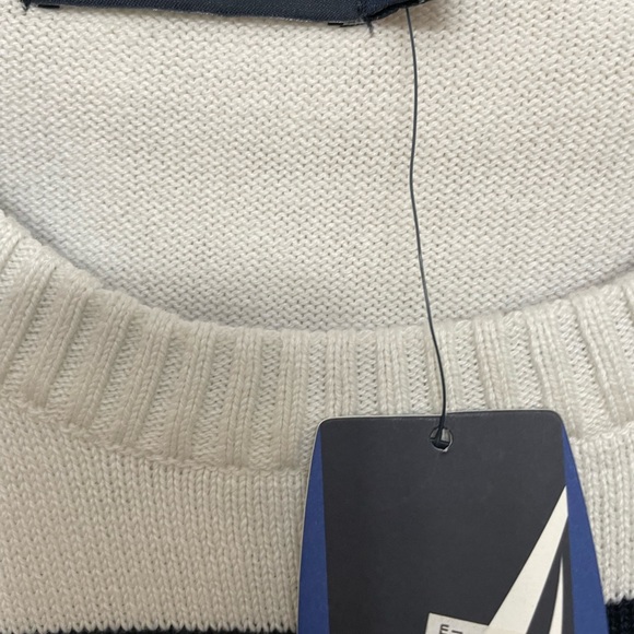 NWT Nautica Mens Striped Cotton Sweater  XL Navy Blue White  $59 - Picture 3 of 3